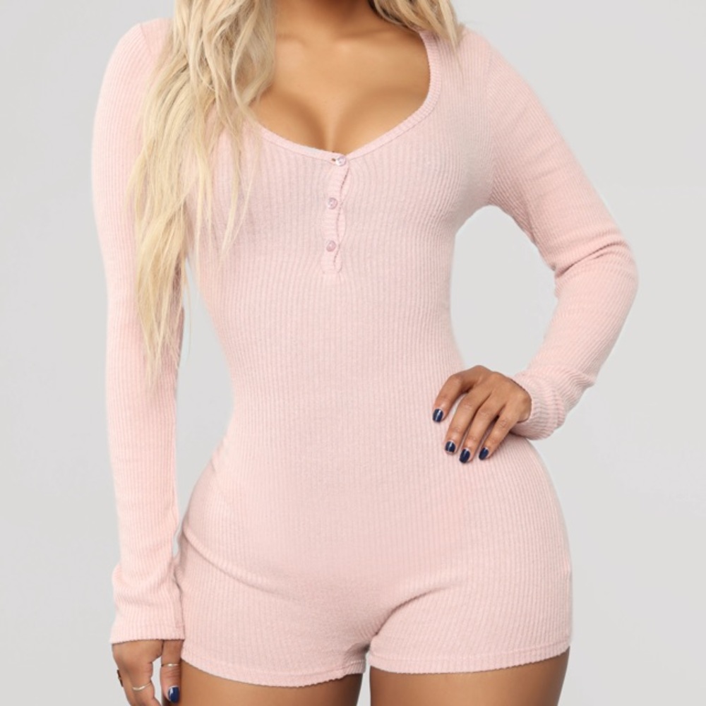 Comfy Ribbed Pajama Sleep Romper Mauve